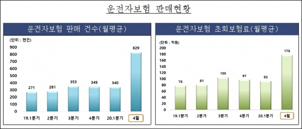 운전자보험 판매 현황. 자료=금융감독원