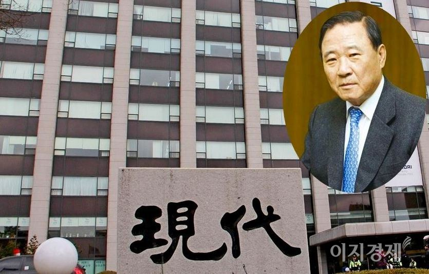 정상영 KCC 명예회장과 현대그룹 서울 안국동 사옥. 사진=양지훈 기자, KCC