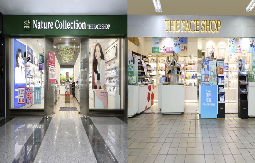 사진=LG생활건강 네이처컬렉션(왼쪽), 더페이스샵 매장 전경