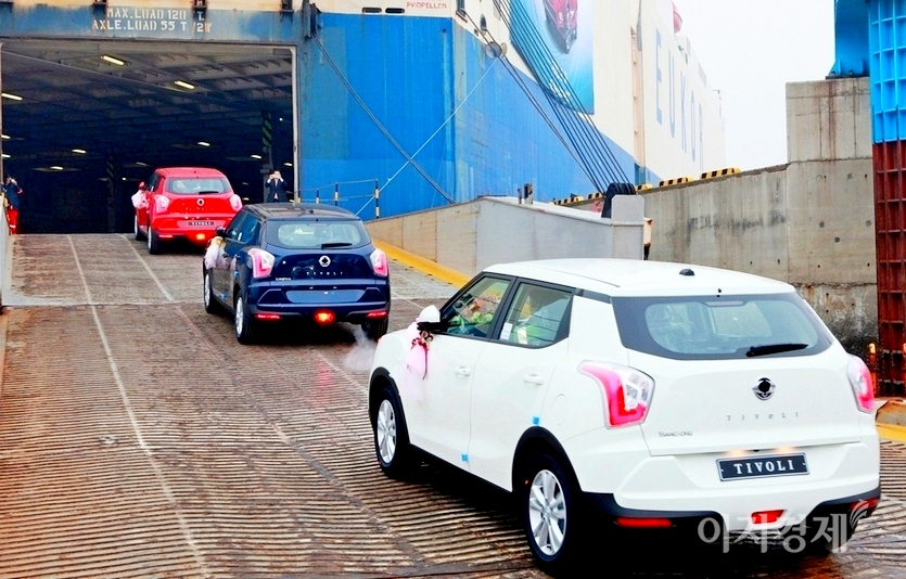 쌍용차 소형 SUV 티볼리 선적 모습. 사진=정수남 기자