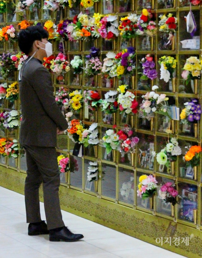 이날 효자봉안당에는 추모객의 발길이 이어졌다. 전주시는 지난해 추석와 올해 설날에 코로나19 확산 방지를 이곳을 폐쇄했다. 사진=김보람 기자