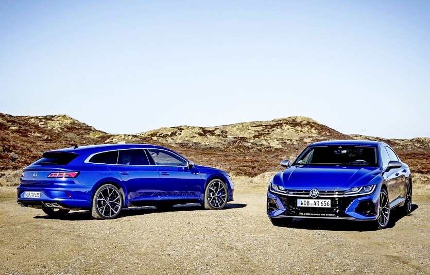 폭스바겐부문은 중형 세단 아테온의 고성능 모델인 (오른쪽부터)‘아테온R’과 ‘아테온 R 슈팅 브레이크’를 국내에 들여온다. 사진=폭스바겐부문