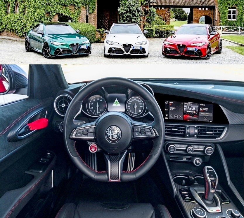 알칸타라 소재는 신형 줄리아 GTA 모델의 대시보드, 도어 패널, 천장, 사이드 필러와 중앙 시트에 적용된다. 사진=알칸타라