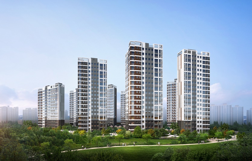 중흥건설그룹 중흥토건이 25일 경기 파주 운정신도시에서 ‘파주 운정신도시 중흥S-클래스 2차’ 견본주택을 연다. 중흥S 클래스 2차 A9 블록 투시도. 사진=중흥토건