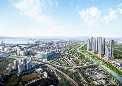 고덕신도시에 조성될 유보라 더 크레스트 광역조감도. 사진=반도건설