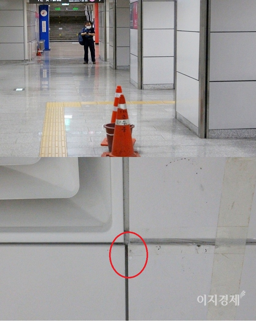 지하철 8호선 모란 방향 석촌역 승강장 역시 판잣집이다. 사진=정수남 기자