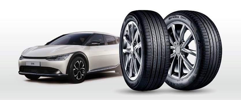 넥센타이어가 기아차의 첫 순수EV인 ‘EV6’에 신차용 타이어로 (왼쪽부터)로디안 GTX EV와 엔페라 스포츠 EV를 제공한다. 사진=넥센타이어