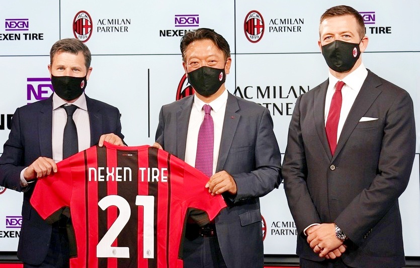 넥센타이어는 AC 밀란과 후원 협약을 최근 체결하고 2021∼2022 대회와 2023∼2024년 대회까지 공식 후원사로 활동한다. 사진=넥센타이어
