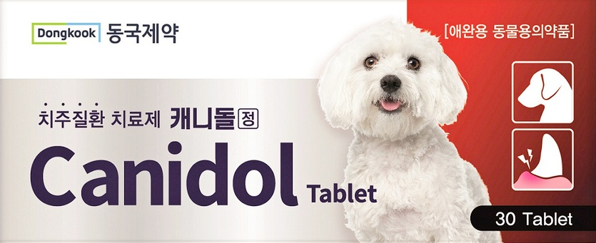동국제약이 국내 최초로 반려견 전용 치주질환 치료제 ‘캐니돌 정’을 선보였다. 사진=동국제약