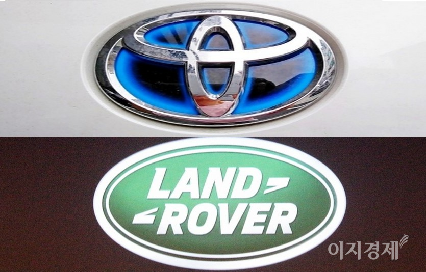 이번에 개봉한 007에서 본드는 극중 토요타의 SUV를 잠깐 타고 랜드로버 레인지로버와 추격전을 펼친다. (위부터)토요타와 랜드로버 엠블럼. 사진=정수남 기자