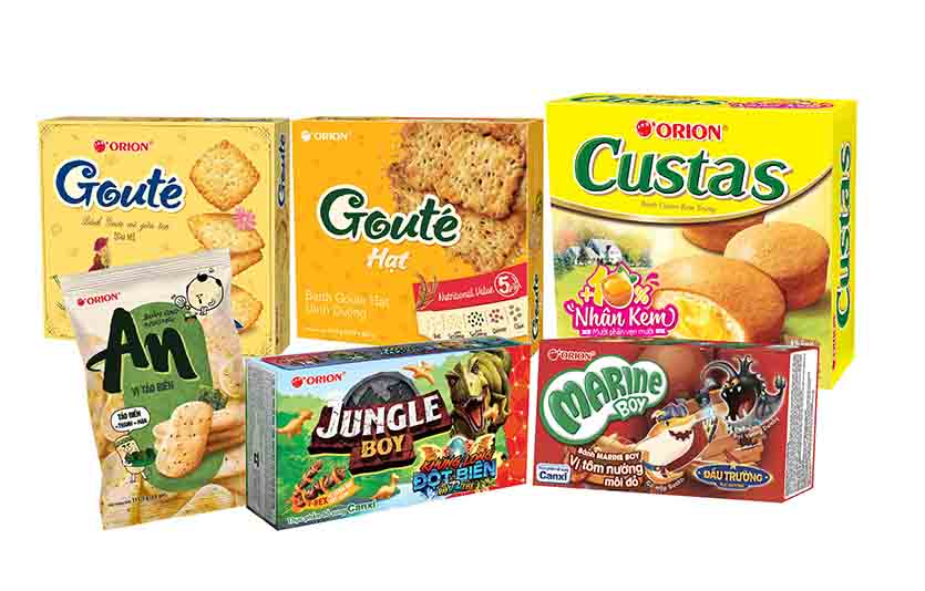 오리온은 베트남에서 생산·판매되는 제품 포장재의 잉크 사용량을 줄이는 환경친화적 포장재 개선을 진행한다. 사진=오리온