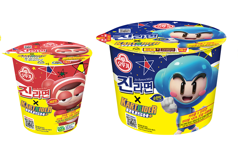 오뚜기는 업종을 넘나들며 활발한 협업을 펼치며 펀슈머 마케팅에 가세하고 있다. 진라면 카러플 적용 제품. 사진=오뚜기