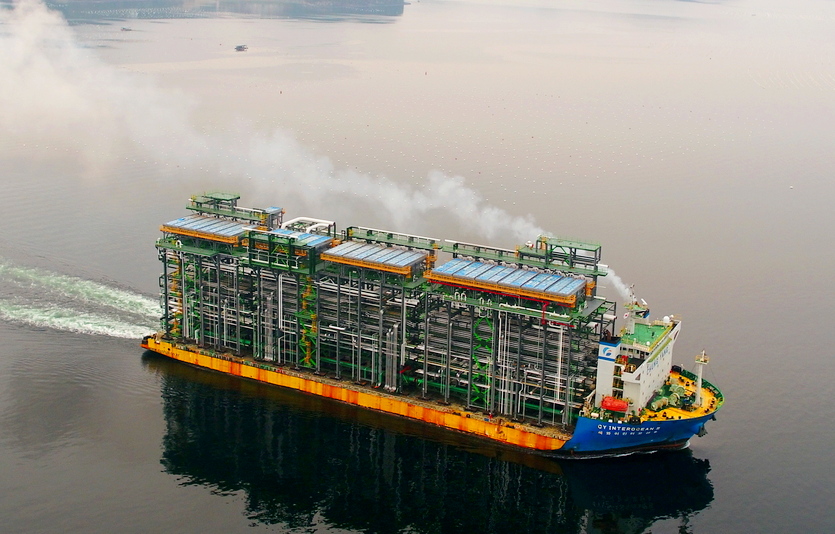 삼성엔지니어링이 4800톤의 모듈을 실고 태평양을 횡단한다. 사진=삼성엔지니어링