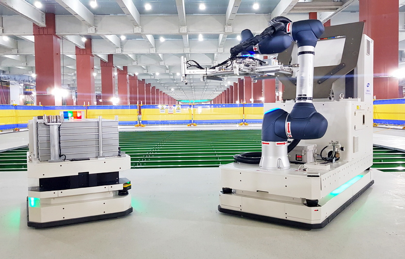 삼성물산은 액세스 플로어 시공 로봇을 현장에 투입했다. 사진=삼성물산