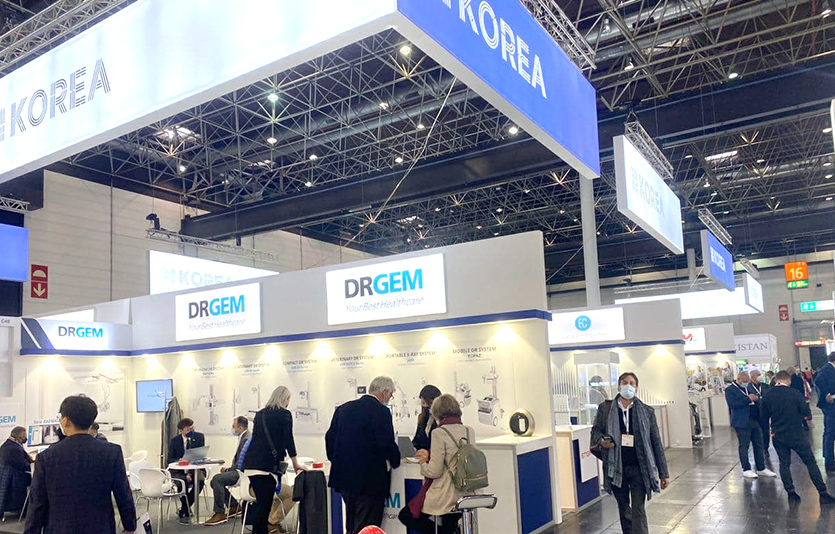 ‘메디카 & 컴파메드(MEDICA &COMPAMED) 2021’ 한국관 전경. 사진=라인메쎄