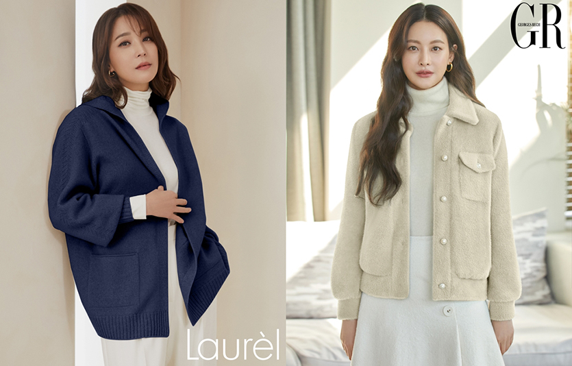 롯데홈쇼핑은 주문수량을 기준으로 ‘2021년 히트상품 탑10’을 집계해 13일 소개했다. (왼쪽부터) 1, 2위를 차지한 패션 브랜드 라우렐과 조르쥬 레쉬. 사진=롯데홈쇼핑