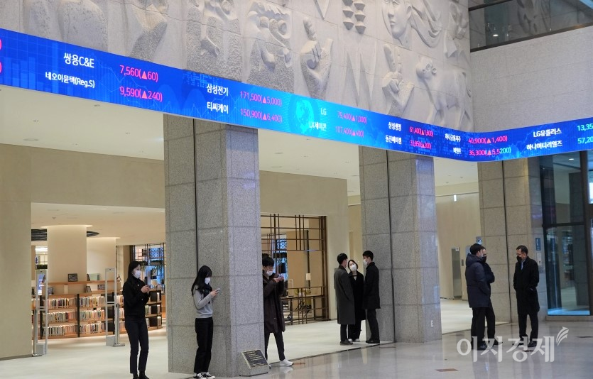 코스피 지수가 미국 연방공개시장위원회(FOMC)를 경계심리로 장초반 약세를 보이고 있다. 서울 여의도에 있는 한국거래소 내부 모습. 사진=신광렬 기자