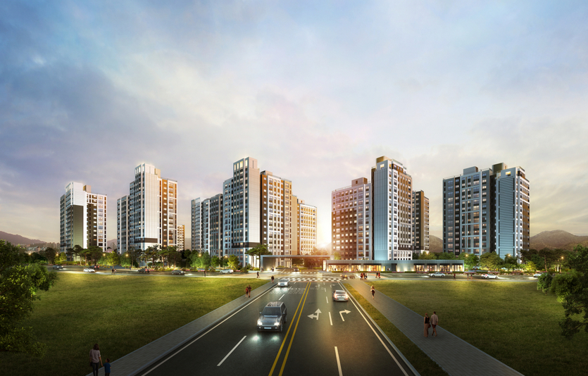 DL이앤씨의 'e편한세상 검단 어반센트로' 투시도.