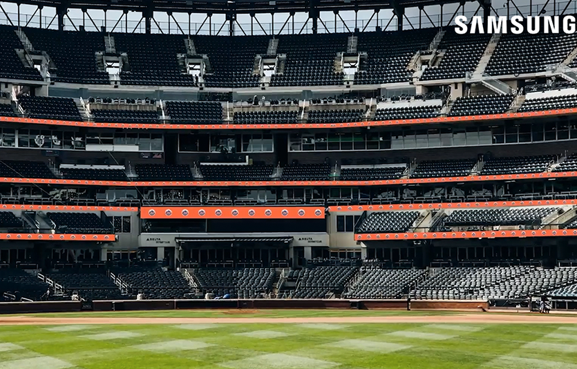 삼성전자가 미국 메이저리그 야구(MLB)팀 ‘뉴욕 메츠’의 홈경기장인 ‘시티 필드’에 디스플레이와 솔루션을 공급하는 공식 파트너사로 선정됐다. 시티 필드 현장. 사진=삼성전자