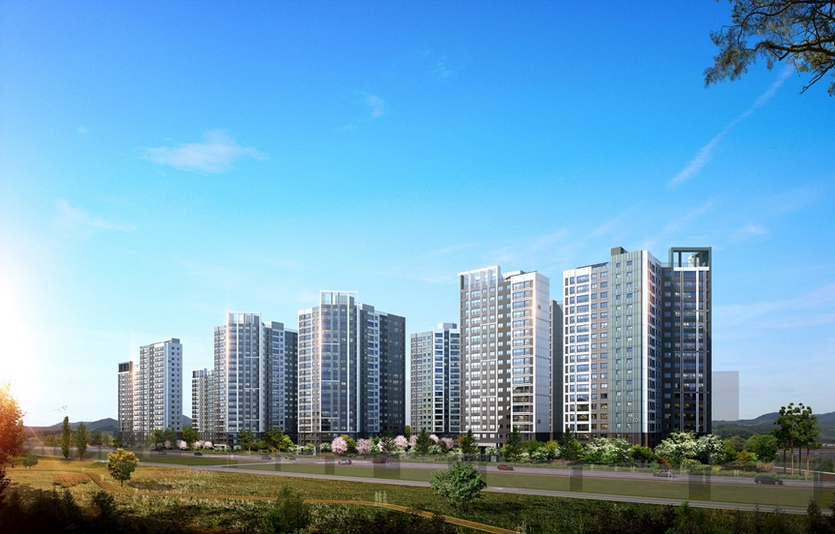 아파트 전용면적 84 선호경향이 뚜렷해지고 있다. 사진은 전용면적 84 단일타입으로 분양되는 '오룡 푸르지오 파르세나' 투시도.