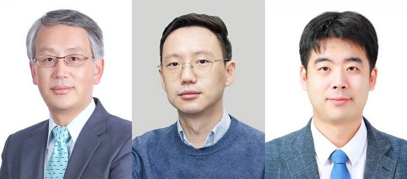 임성기연구자상을 받는 (왼쪽부터)김인산 박사, 젊은연구자상을 받는 이화여자대학교 약학대학 이혁진 교수, KAIST 의과학대학원 주영석 교수. 사진=한미약품