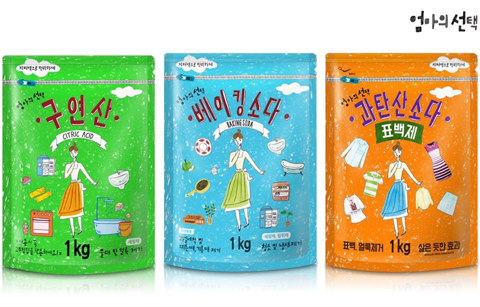 애경산업의 자연유래성분 다목적 세정제 브랜드‘엄마의 선택’ 세제 3종. 사진=애경산업