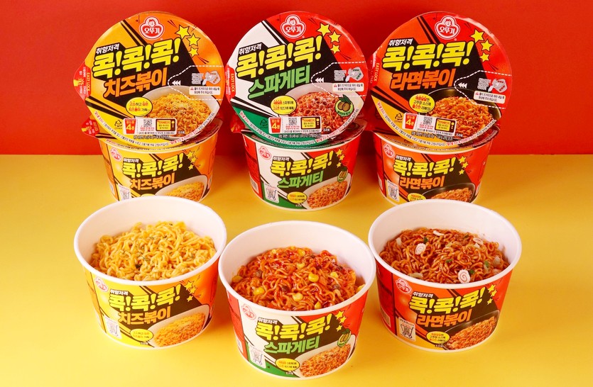 오뚜기가 대표 볶음면 브랜드 ‘콕콕콕’의 대표 제품 3종의 디자인을 새롭게 했다. 사진=오뚜기