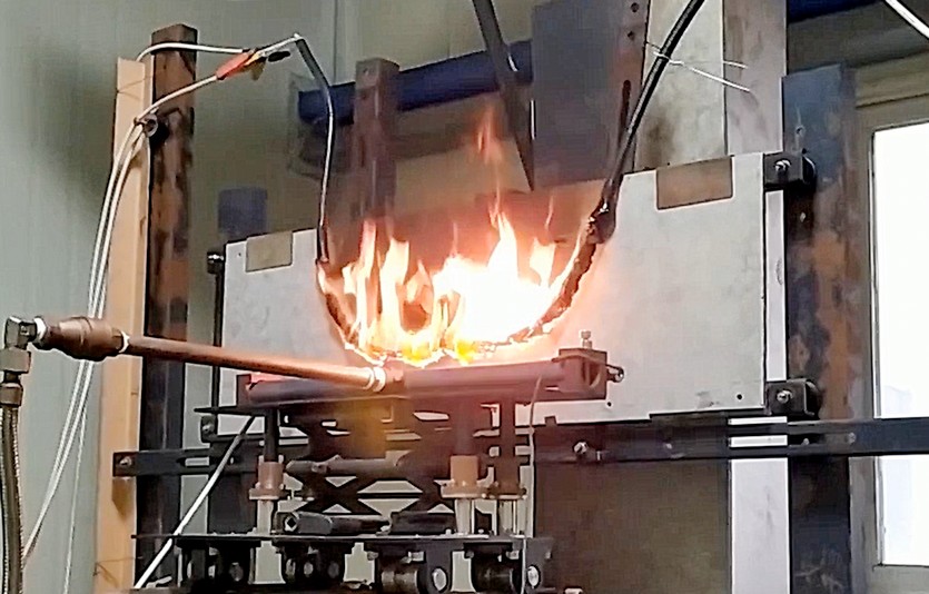 KBI코스모링크 소방용 고내화전선 성능시험 장면. 사진=KBI코스모링크