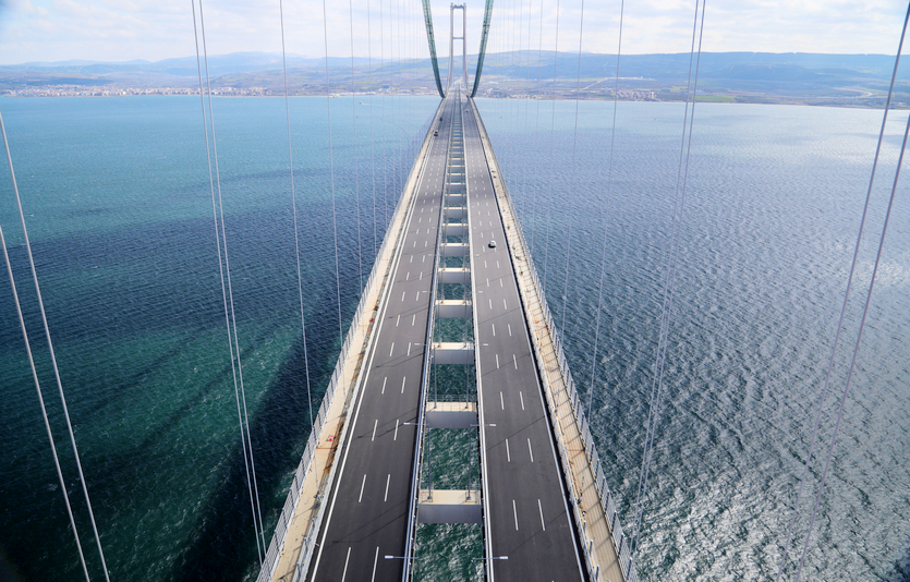 차나칼레대교는 다르다넬스 해협을 사이에 두고 나뉘어진 차나칼레주의 랍세키(아시아)와 겔리볼루(유럽)를 연결한다. 사진=양사