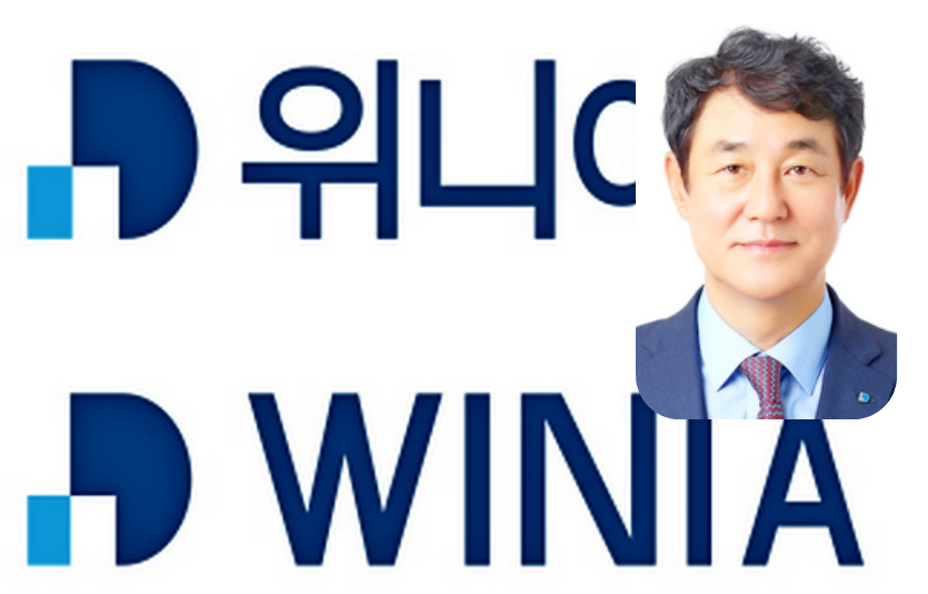 위니아의 새로운 기업이미지와 최찬수 신임 대표이사. 사진=위니아