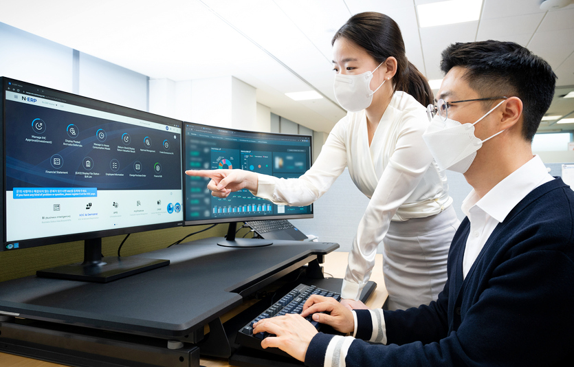 삼성전자가 N-ERP(전사자원관리) 시스템을 세계 모든 사업장에 구축하고 올해 사상 최고 실적에 도전한다. N-ERP 시스템을 도입한 국내 사업장 모습. 사진=삼성전자