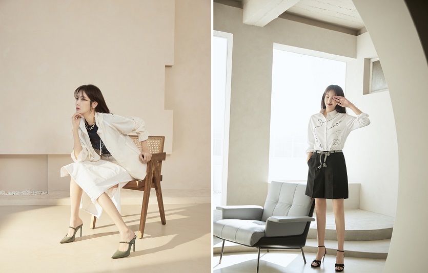 올리비아로렌은 올 봄 '스프링 화이트' 스타일을 제안하며 분위기를 살리는 포인트를 강조한다. 사진=올리비아로렌