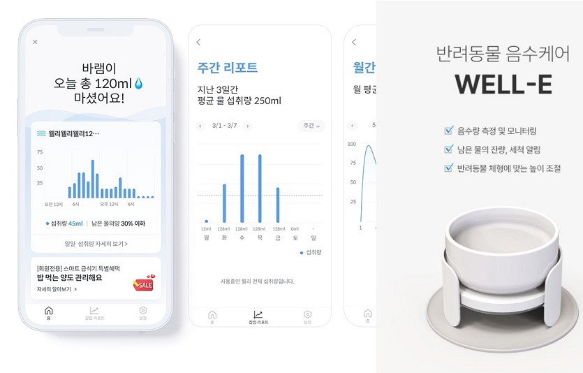 바램시스템은 반려동물의 음수량을 실시간 감지해 건강상태를 체크할 수 있는 수반을 출시했다. 사진= 바램시스템