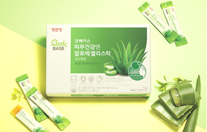 ‘굿베이스’에서 ‘피부건강엔 알로에젤리스틱’을 선보였다. 사진=KGC