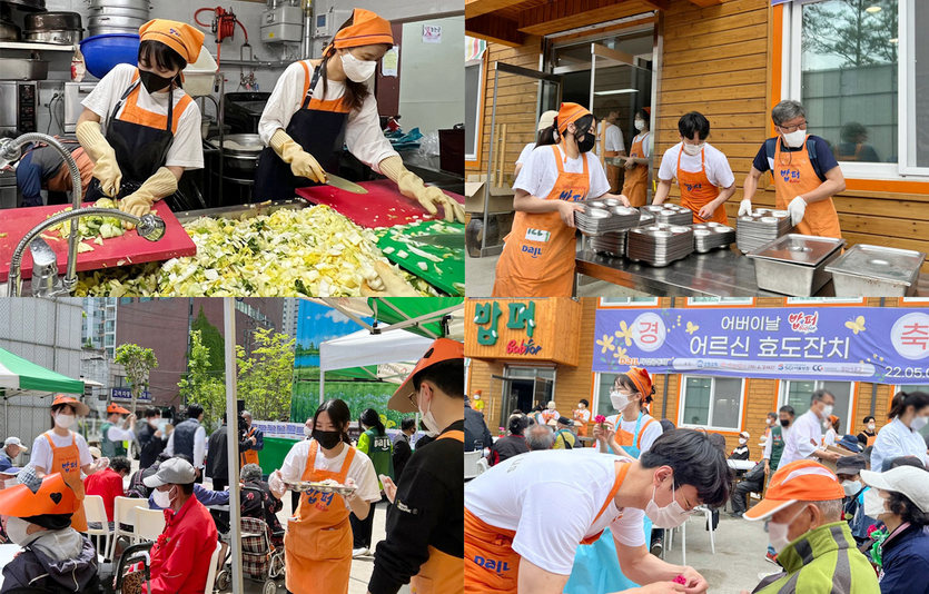 BBQ의 대학생 봉사단 올리버스가 ‘밥퍼나눔운동본부’에서 무료급식 봉사활동을 최근 진행했다. 올리버스는 쪽방촌 삼계탕 나눔, 김치 제공 등 다양한 사회공헌 활동을 펼치고 있다. 사진=BBQ