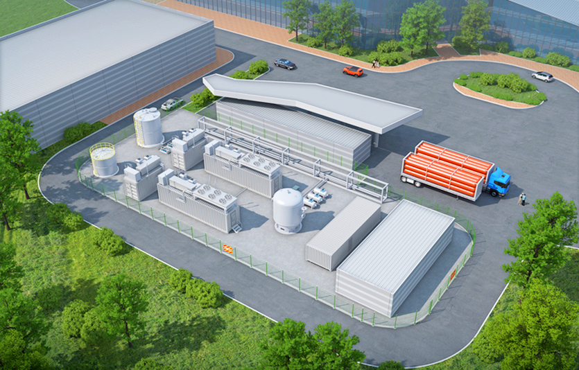 현대건설 등이 전북 부안에 짓는 수전해 기반 수소생산기지 조감도. 사진=현대건설