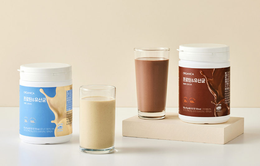 올가니카가 프로틴과 유산균을 모두 담은 신제품 올가니카 ‘프로틴 & 유산균’ 2종을 선보였다. 사진=올가니카