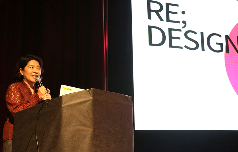 김윤희 한샘 R&D본부장이 발표를 하고 있다. 사진=한샘