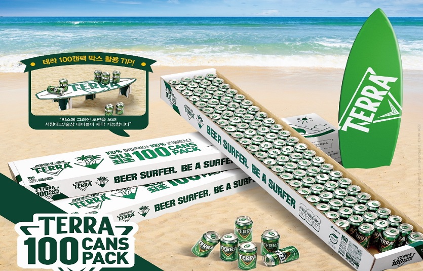 [하이트진로 사진자료] 하이트진로, 여름 휴가철 맞아 청정라거-테라 100캔 기획팩 출시.jpg