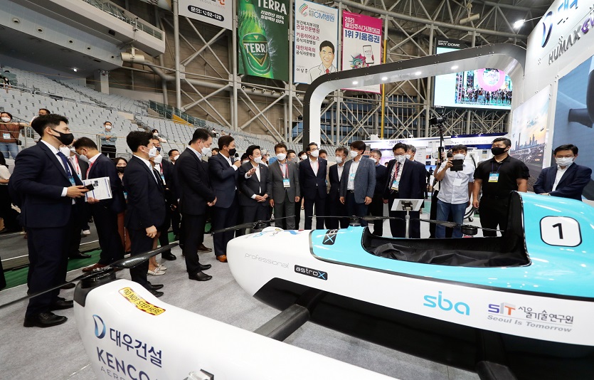 대우건설컨소시엄이 드론UAM 박람회에 참가해 4가지 방향의 로드맵을 발표했다. 사진=대우건설