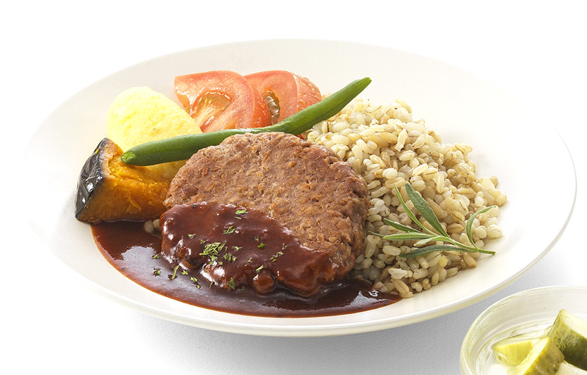 올가니카는 제주항공과 협업을 통해 사전 주문 기내식 ‘비건 함박 스테이크’를 출시했다. 사진=올가니카