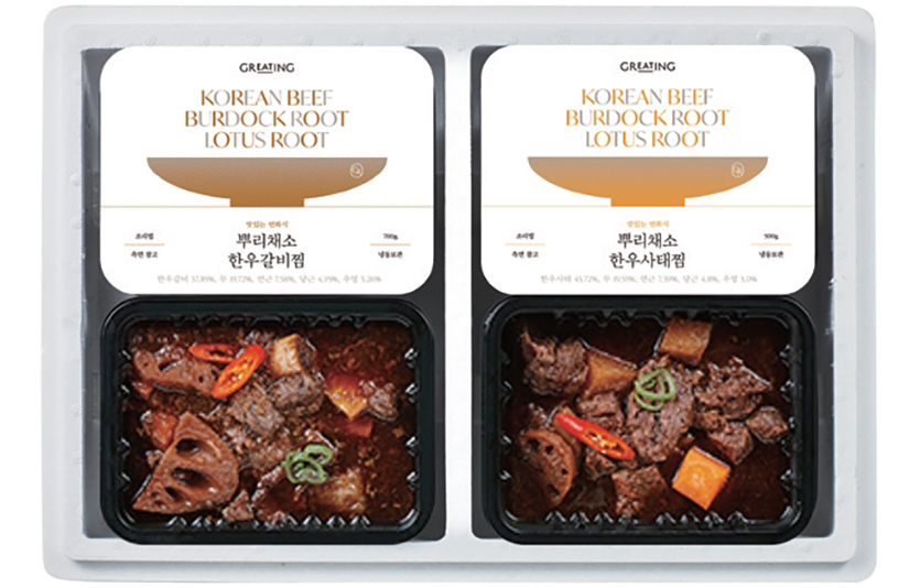 현대그린푸드는 추석을 앞두고 케어푸드 전문 브랜드 ‘그리팅’의 추석 선물세트 6종을 선보인다고 4일 밝혔다. 그리팅 연화식 한우갈비사태 혼합세트. 사진=현대그린푸드