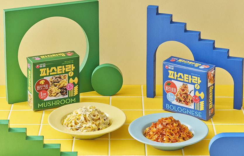 농심은 간편식 파스타 신제품 파스타랑 ‘버섯크림’과 ‘볼로네제’ 2종을 새롭게 출시한다. 사진=농심