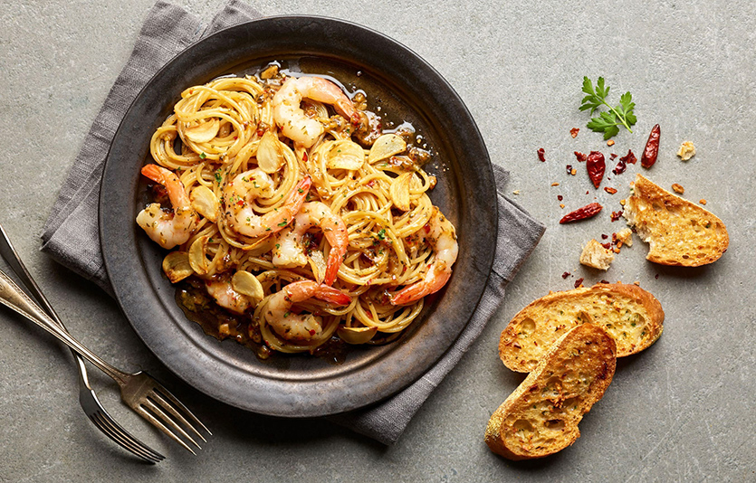 이랜드이츠에서 운영하는 애슐리 홈스토랑이 신상품을 3종을 내놨다. 사진은 애슐리 감바스 생면 파스타. 사진=이랜드이츠