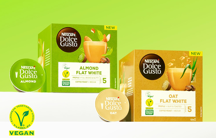 네스카페 돌체구스토 신제품 ‘아몬드 플랫화이트’와 ‘오트 플랫화이트’. 사진=네스카페