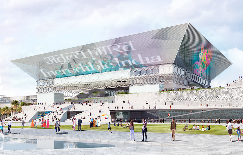 인도국제전시컨벤션센터(IICC) 공사가 순항중인 것으로 확인됐다. IICC 조감도. 사진=킨텍스