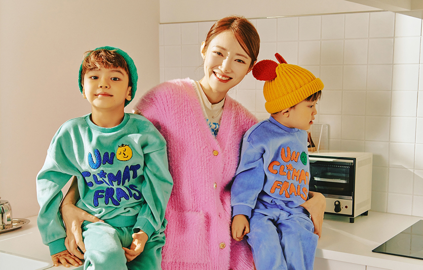 이랜드글로벌의 어린이 브랜드 밀리밤이 임창정과  서하얀의 두 자녀 준재와 준표를 공식 모델로 발탁했다. 사진=이랜드글로벌