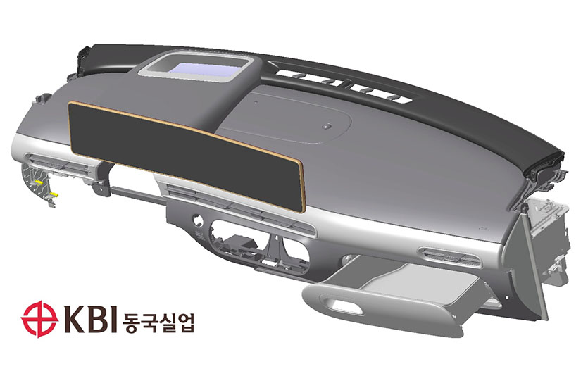 현대차 GV60 크래시패드 및 슬라이딩 그로브박스. 사진=KBI동국실업