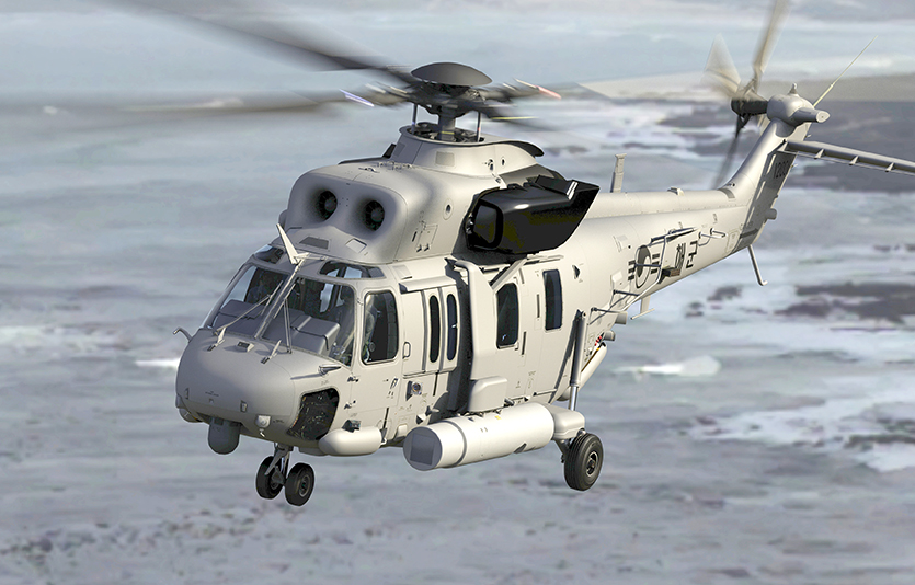 레이저기뢰탐색장비를 장착한 소해헬기. 사진=한국항공우주산업(주)