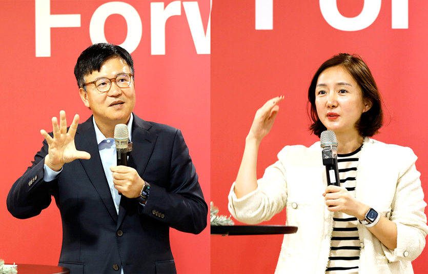 11번가 각자대표 하형일 사장과 안정은 사장. 사진=11번가